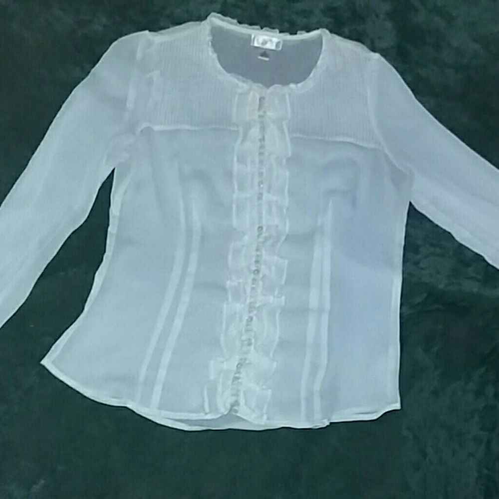 White ruffled button down blouse. LOFT sz 12